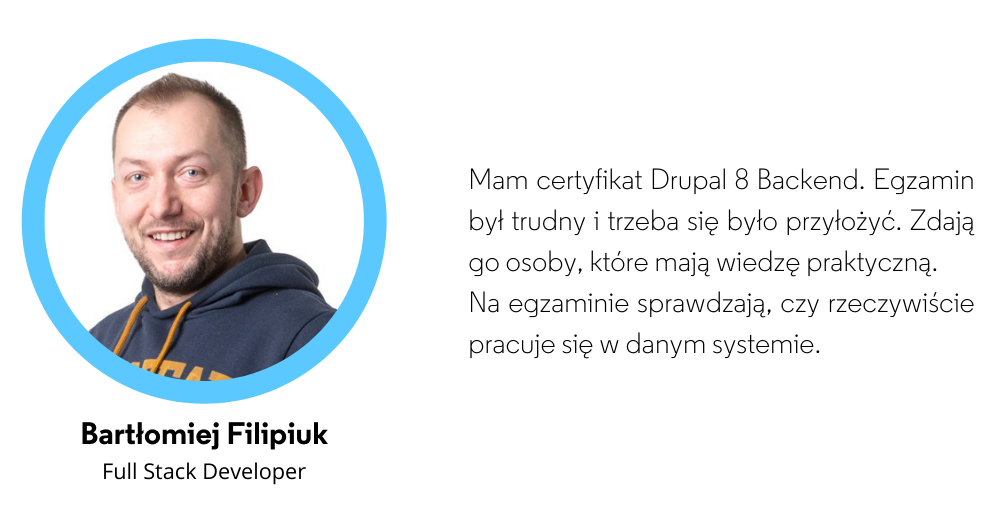 Deweloper Droptica opowiada o certyfikatach, potwierdzających znajomość Drupala, wydawanych przez firmę Acquia