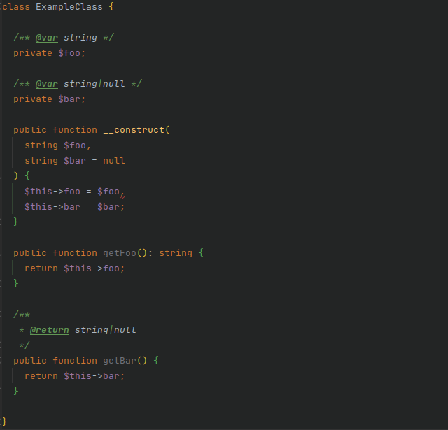 Wersja kodu napisana w PHP 7.0, który pozwalał na podanie typów dla parametrów
